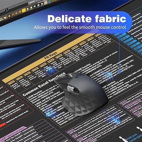Excel Cheat Sheet Desk pad—Contains 9 Major Excel Function modules|Large XL Size（31.5 * 11.8 inch）|Desk mat for Keyboard and Mouse|Work、Study、Gaming Mouse pad|Waterproof、Anti-Slip Large Mouse pad thumbnail 5
