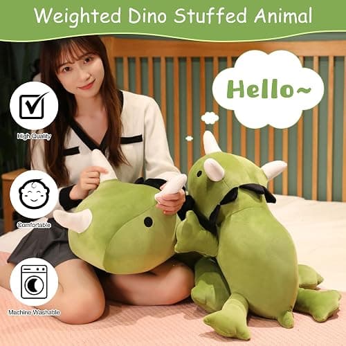SQEQE Weighted Dinosaur Plush, Weighted Dinosaur Stuffed Animal, Dino Plushies Dino Pillow Toy Gift for Kids Adults 9.8 Inch, 0.8 Lbs thumbnail 3