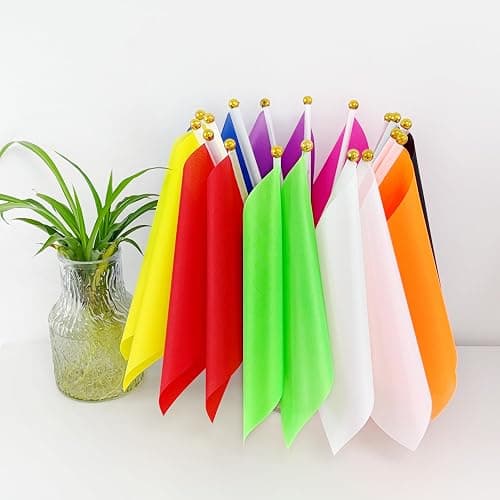 Consummate Lot de 45 petits drapeaux de couleur unie - Noir blanc rouge jaune vert bleu violet orange rose rouge thumbnail 6