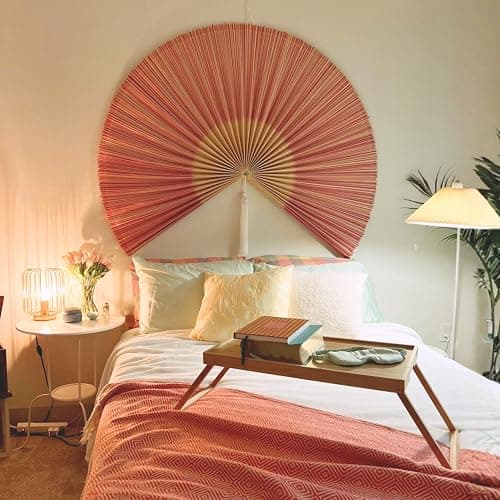 ChumDecor Fan Wall Decor,Japanese Chinese Wall Fans Decor, Boho Hanging Headboard,Decorative Folding Fan for Over Bed Decorations (Redpink, 40inch) thumbnail 5
