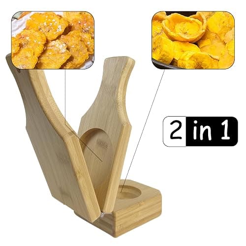 Bamboo Tostones Plantain Press Plantain Smasher Maker - Authentic Caribbean Flavor, 2-in-1 Tostones and Plantain Cups, Perfect for Tostones and Stuffed Plantains,6.8 * 3 * 2.36inch thumbnail 4