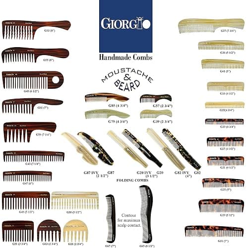 Giorgio G49 White Tokyo Wide Tooth Detangler Comb for Thick Curly Wavy Hair, Wet or Dry. Handmade Quality Cellulose, Saw-Cut, Hand Polished thumbnail 7