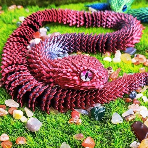 3D Printed Snake Animal Fidget Toys, 30 Inch Mystery Fake Anaconda, Realistic Sensory Gadget for Anxiety Relief, 3-D Print Articulated Snakes Collectible for Home Office Decor Executive Desk Toy thumbnail 2