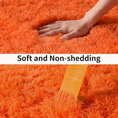 Ailyei Soft Runner Rugs for Bedroom Hallways, 2x3 Orange Fluffy Shag Throw Area Rug Non Slip for Bedside Dorm, Long Shaggy Furry Carpet for Nursery Living Room thumbnail 5