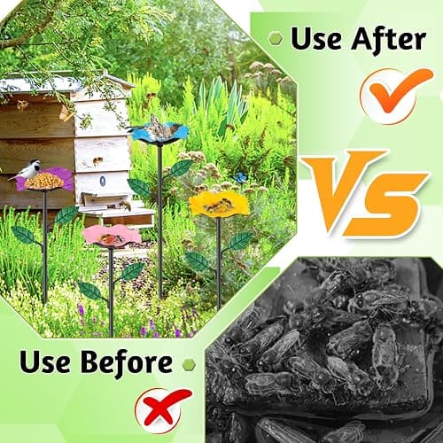 4 Pack Bee Watering Stations, Bee Feeders for Garden with 40PCS Glass Marbles,Colorful Butterfly Bath Bowl Waterer, Metal Butterfly Water Feeder for Outdoor Yard Courtyard Decor (4Pcs) thumbnail 3