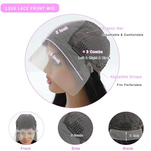 TTSMINS 13x6 Lace Front Wigs Human Hair for Women 180 Density 32 Inch Straight Lace Front Wigs HD Transparent Frontal Wigs Human Hair Lace Front Wigs Pre Plucked with Baby Hair Glueless Wigs thumbnail 3