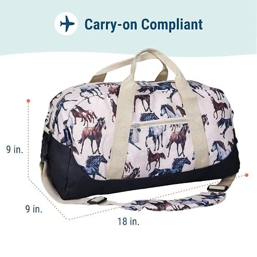 Wildkin Kids Overnighter Duffel Bag – Carry-On Size, Ideal for School & Sleepovers – Horse Dreams thumbnail 3