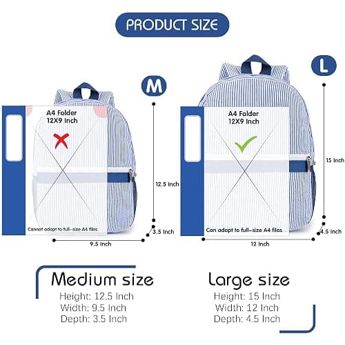 MT WORLD Kids' Backpacks Set Personalized Backpacks with Lunchboxes and Travel Duffel Bag with Embroidered Name Seersucker Toddler Bookbag with Lunch Bag and Overnight Bag for Girls Boy thumbnail 5
