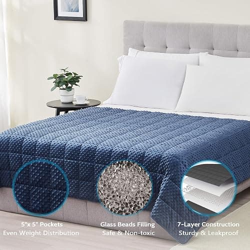 L'AGRATY Weighted Blanket for Adult - 60"x80" 15lbs Minky Dots Heavy Blanket with Glass Beads Soft Breathable for All-Season Summer Fall Winter Thick Comfort for Sleeping thumbnail 4