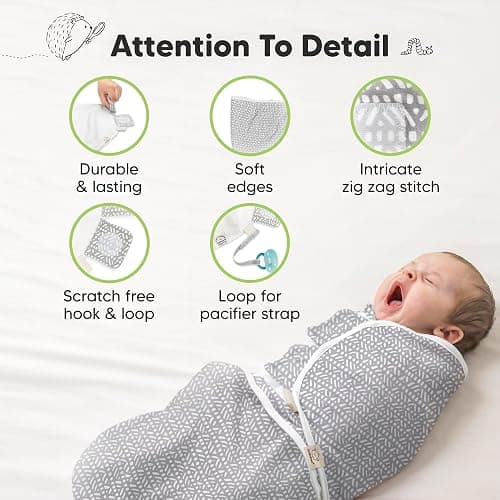 KeaBabies 3-Pack Organic Baby Swaddle Sleep Sacks - Swaddles for Newborns, Infant 0-3 Months, Baby Girls, Boys, Soft & Snug Newborn Sleep Sack, Nursery Swaddling Blankets (Nordic) thumbnail 8