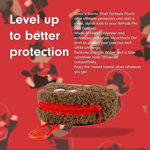 Sonix x Monchhichi Plush Earbud Pouch | Tech Keychain Bag Charm, Fuzzy Plush Character Coin Purse for Small Accessories, Earbuds | Monchhichi Girl thumbnail 8