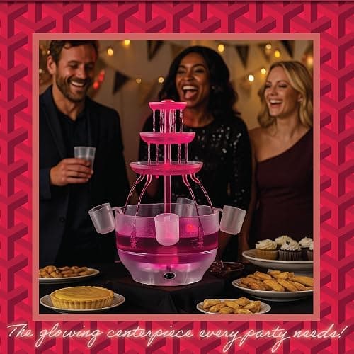 Kusini Drink Fountain for Parties - 1.5 Gal, 3 Tier Punch Bowl Drink Tower, LED Base, 6 Reusable Cups - Drink Dispenser Machine for, Juice, Punch, Pani Puri Fountain for Party Hosting Supplies thumbnail 2