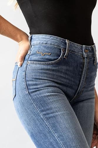 Kimes Ranch Women's Jennifer Casual Durable Western Ultra-High Rise & Wide Flare Leg Denim Black Jeans thumbnail 4