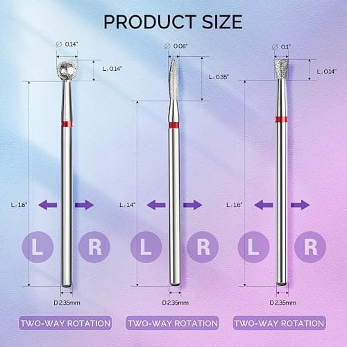 MelodySusie 3Pcs Cuticle Cleaner Nail Drill Bits Set, 3/32'' Safety Carbide Diamond Bits, Ball, Flame and Inverted Tapered Bits, Suitable for Cuticle Dead Skin Nail Prepare, Silver thumbnail 8