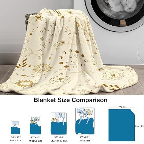 Miyotaa Celestial Constellation Astrology Blanket 50Wx60H Inch Sun Moon Phase Mysterious Beige Crescent Tarot Witchy Gift Warm Fuzzy Throw Blanket for Sofa Bed Throws Birthday Presents thumbnail 7