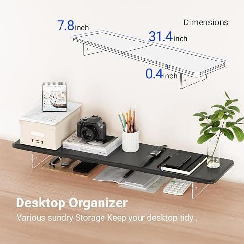 AFOOYO Monitor Stand Riser,31.5-Inch LED Light Wood Computer Monitor Stand with Adjustable Acrylic Legs,Desk Accessories Desktop Organizer Stand for, Computer,Laptop,Printer,PC TV Screen Riser,Black thumbnail 6