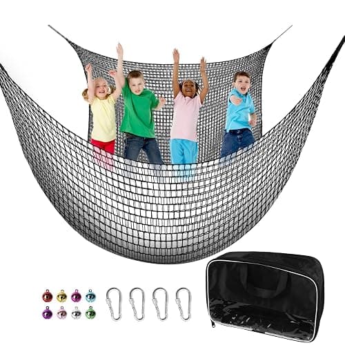 Toriexon Climbing Cargo Net 9.8' x 9.8', Double Layers Playground Safety Net, with Storage Bag Climbing Net for Kids Outdoor Treehouse - Image 1