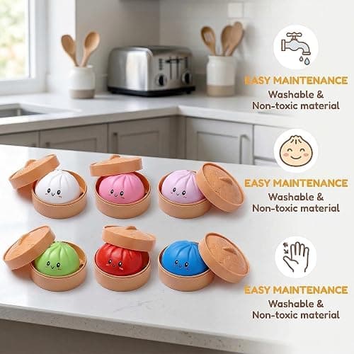 4-Pack Glitter Dumpling Squishy Set - Colorful Sensory Stress Relief Collections, Random Squishy Gift Box with Sparkly Dumplings for Party Favors & Collectibles (Random-4 PCS) thumbnail 5