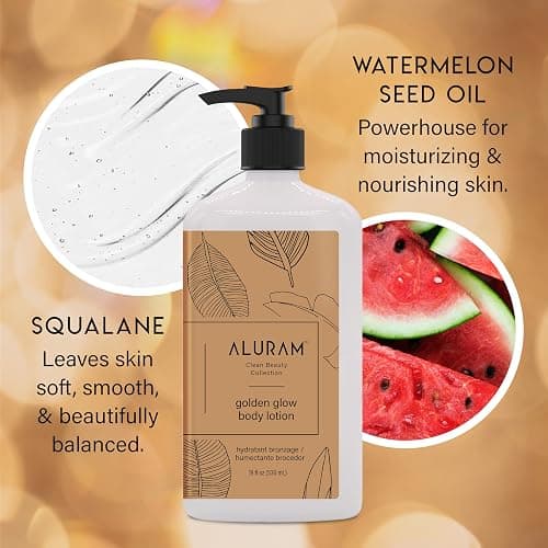 Aluram Golden Glow Body Lotion, Nourishing Radiance & Tone with Squalane & Watermelon Seed Oil, 18 Fl Oz thumbnail 4