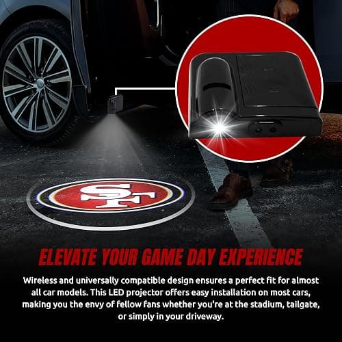 LED Car Door Light - Officially Licensed NFL Wireless Projector - Show Your Team Pride - Battery Powered, Easy Install thumbnail 3