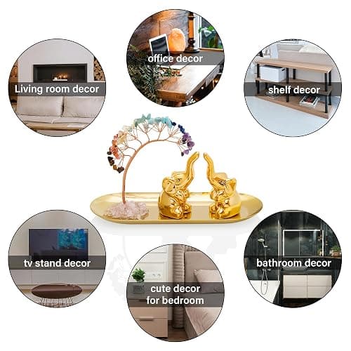 ZenBless 7 Chakra Healing Crystal Tree Ceramic A Pair Elephant Decor Elephant Gifts for Women, Elephants Statues Home Decor, Yoga Meditation Zen Spiritual Room Home Shelf Decor Feng Shui Good Luck thumbnail 7