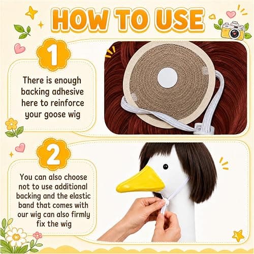 Zixumild 4Pcs Porch Goose Wigs Set Porch Goose Outfits Accessories for Outdoor Statue Accessories Garden Patio Yard Goosey Decoration (3PCS Wigs-A) thumbnail 6