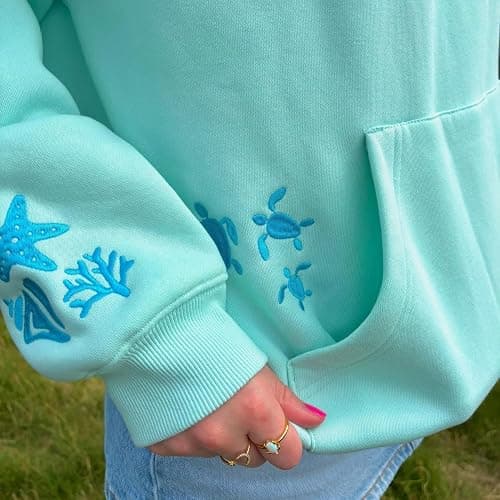 OOYDNZQL Women Teen Girls Graphic Oversized Hoodies Cute Embroidery Long Sleeve Hooded Sweatshirt Aesthetic Preppy Hoodies thumbnail 2