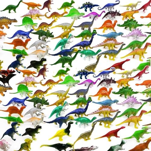OuMuaMua Dinosaur Toys, Plastic Mini Dinosaur Figure Toy Set Including T-rex, Stegosaurus, Monoclonius for Kids Dinosaurs Birthday Party Favors, Christmas Easter Eggs Filler Gifts, 78 Pack - Image 1