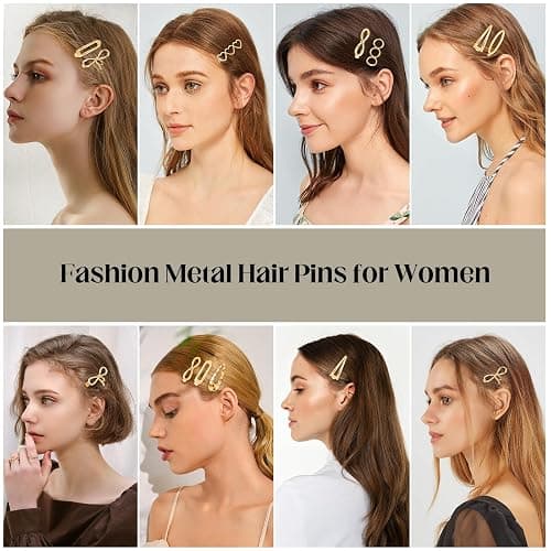CWJCYTNSN 8 PCS Gold Hair Clips for Women, Metal Hair Barrettes, Small Hair Clips, Sweet Cute Snap Clips for Hair Styling thumbnail 2