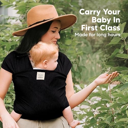 KeaBabies Baby Wrap Carrier - All in 1 Original Baby Carrier Newborn To Toddler Sling, Easy to Wear, Hands Free Bonding, Lightweight, Breathable Infant Wraps (Trendy Black) thumbnail 6