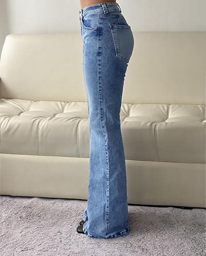EMMIOL Women Bootcut Jeans Flare Jeans Mid-High Waisted Stretchy Jeans Trendy 90s Denim Pants thumbnail 5