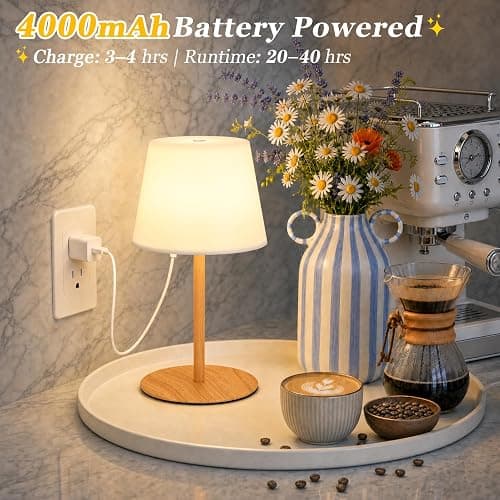 Shower Lamp Rechargeable Waterproof Lamp, Cordless Table Lamp for Bathroom | IP65 Spa-Like Shower Light, 4000mAh Battery Powered, 3 Color Modes, Stepless Dimming and Memory, for Bathtub Outdoor (1Pack) thumbnail 4