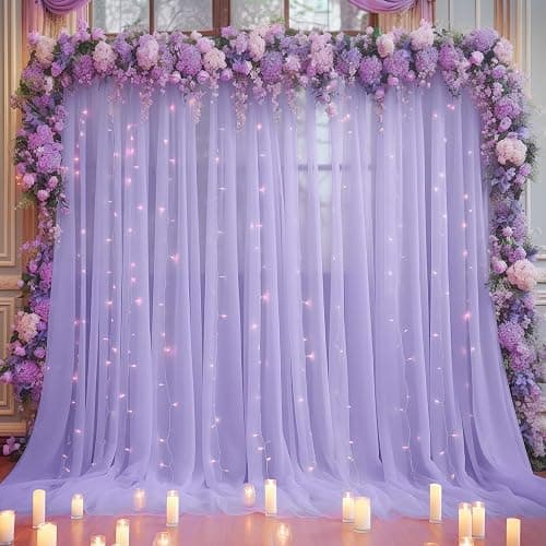10x10ft Purple Tulle Backdrop Curtain for Parites, Sheer Backdrop Curtains for Wedding Baby Shower Birthday Party Photo Shoot Decorations thumbnail 4