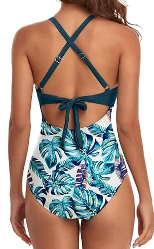 Eomenie Women's One Piece Swimsuits Tummy Control Cutout High Waisted Bathing Suit Wrap Tie Back 1 Piece Swimsuit thumbnail 2