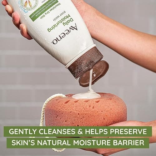 Aveeno Daily Moisturizing Lotion & Wash Regimen Pack, Nourishing Daily Moisturizing Body Lotion for Dry Skin, 18 oz, & Hydrating Body Wash with Soothing Prebiotic Oat, 18 oz, 2 Items thumbnail 3
