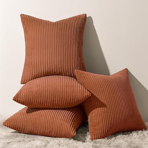 Topfinel Decorative Terracotta Throw Pillow Covers Cushion Cases, Set of 4 Soft Velvet Modern Double-Sided Designs, Rustic Fall Home Decor, Pillow Inserts Not Included 18x18 inch - Image 1