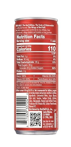 Red Bull Red Edition Energy Drink, Watermelon, with 80mg Caffeine plus Taurine & B Vitamins, 8.4 Fl Oz, Pack of 8 Cans thumbnail 2
