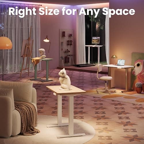 HUANUO 32" Small Electric Standing Desk Adjustable Height, 4 Memory Height Settings, Sit Stand Up Desk for Home Office & Computer Workstation, LightWalnut thumbnail 2