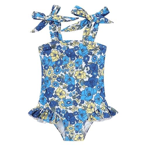 YOUNGER TREE Toddler Swimsuit Girl Color Block Stripe One-Piece Swimwear Baby Girl Bathing Suits - Image 1