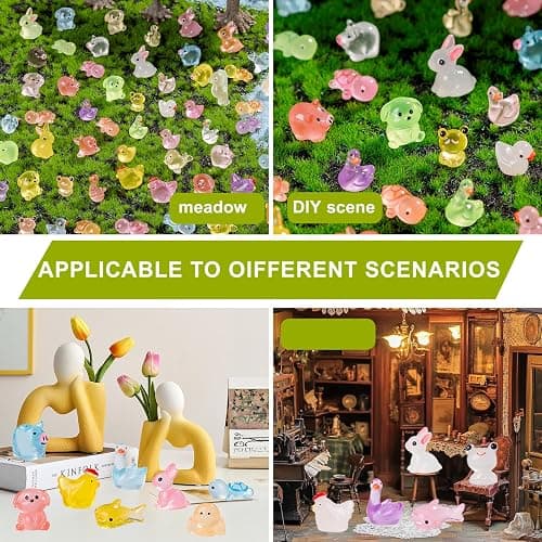 114pcs Luminous Mini Resin Animals 15 Types in the Dark to Hide Miniature Resin Animals Figures Glow in the Dark Small Plastic Ocean Animal for Fairy Garden Micro Landscaping Dollhouse Home Decor Part thumbnail 5