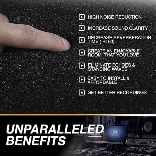 12 Pack Acoustic Panels 1 X 12 X 12 Inches – Acoustic Foam - Studio Foam Wedges - High Density Panels – Soundproof Wedges - Charcoal thumbnail 4
