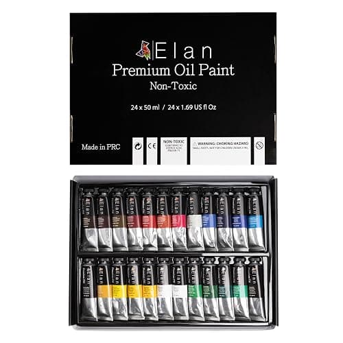 Elan Ölfarben Set, 24x Öl Farben Tuben 50ml Ungiftig, Oil Paint Set, Professionelle Qualität Ölfarben Starterset, Öl Farben Leinwand, Ölmalfarben - Image 1