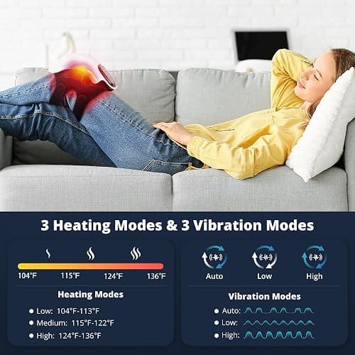Medcursor Knee Massager, Cordless Heated Knee Massager with 3 Heating Levels, 3 Vibration Modes, LED Screen & Adjustable Straps, Massage with Heat for Relief, Ideal Gift for Men, Women thumbnail 2