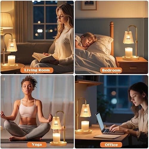 Candle Warmer Lamp with Timer - Adjustable Height, Electric Wax Melter in Gold for Cozy Aesthetic Home Decor, Gift for Women, Sister, Friend, Birthday, Housewarming thumbnail 7