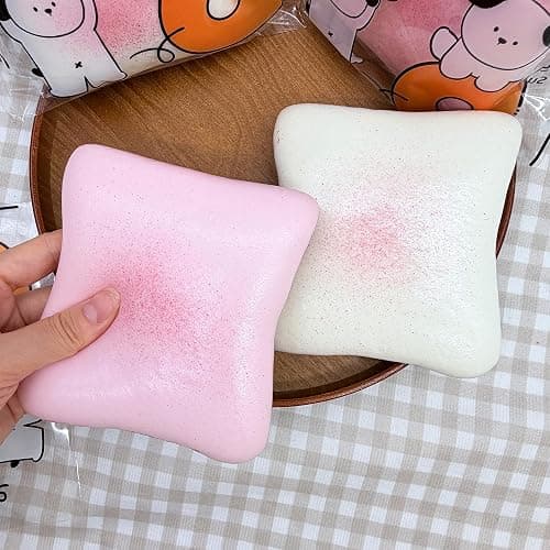 Bread Butter Squishy,Slow Rising Squishy，Stress Balls，Stress Relief & Fidget for ADHD，Party Favor Gift (Pink and White) thumbnail 4