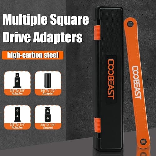 coobeast 3/8 inch offset extension wrench Impact Ready Socket Wrench Extender Tool with Versatile 1/4", 3/8", and 1/2" Square Drive Adapters, Universal Extensions Wrench for Small Place thumbnail 6