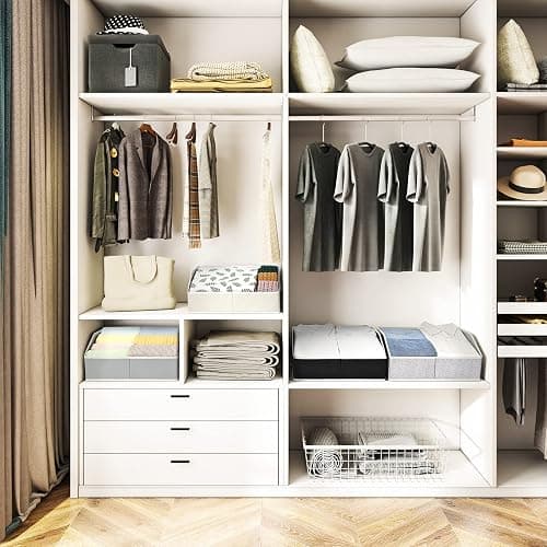 Homsorout Large Storage Bins Baskets - 6 Pack Closet Storage Cubes, Fabric Baskets for Organizing, Cube Organizer Bins with Handles, Foldable Boxes for Clothes, Towels, Grey thumbnail 2