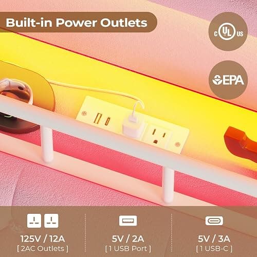 HAUOMS Twin Size Bed Frame with LED Lights, Princess Velvet Upholstered Platform Bed for Girls, Headboard with Charging Station & Guardrail & Crystal Button, No Box Spring Needed, Pink thumbnail 5