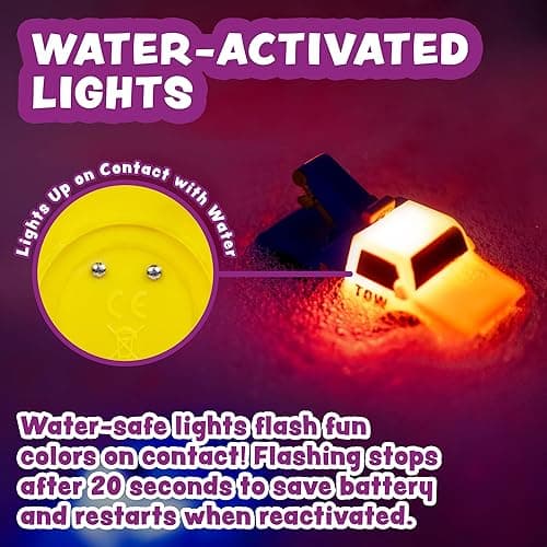 Tub Works® Emergency™ Cars Light Up Bath Toys, 6 Pack | Water-Activated Light Up Toys Flash & Change Color | Soft, Squeezable Baby & Toddler Bath Toys | Sensory Toys with Bath Lights for Kids Bath thumbnail 4