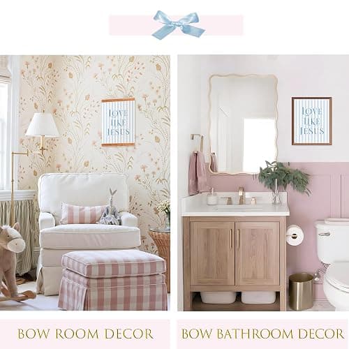 LARTSFRO Coquette Blue Bow Jesus Wall Art Decor Posters, Light Blue Bow Christian Room Bathroom Bedroom Dorm Wall Art Decor Aesthetic for College Teen Girls Gifts, Inspirational Bible Verses Bow Wall Decor, 10x8 Inch Set of 4 Bow Pictures(UNFRAMED) thumbnail 7